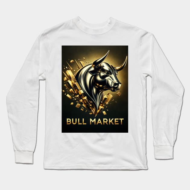Bull Market Long Sleeve T-Shirt by TooplesArt
